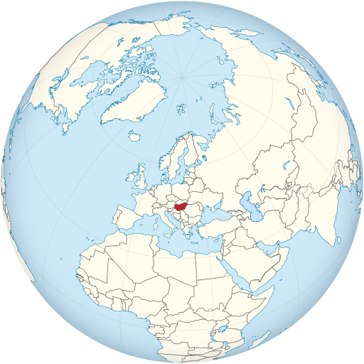 Hungary highlighted on the globe