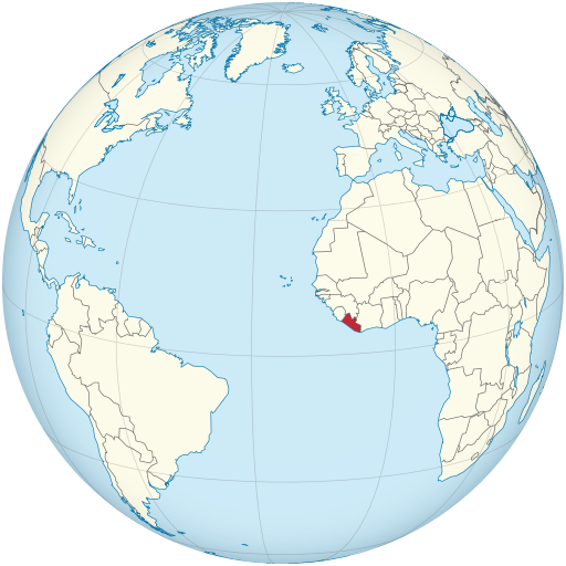 Liberia highlighted on a globe