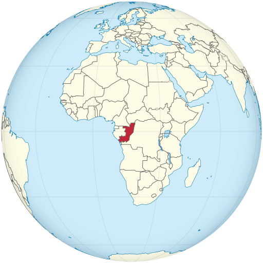 Congo highlighted on a globe