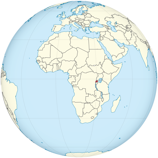 Rwanda highlighted on a globe