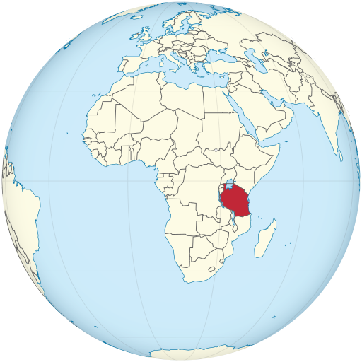 Tanzania highlighted on the globe