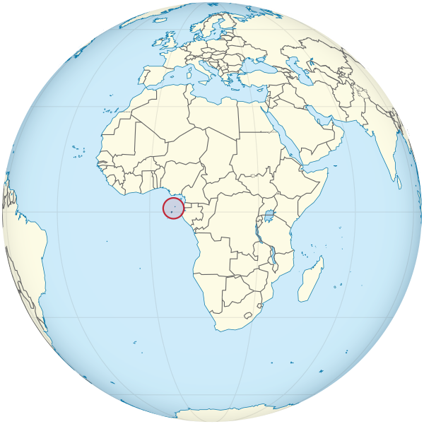 Sao Tome and Principe highlighted on a globe