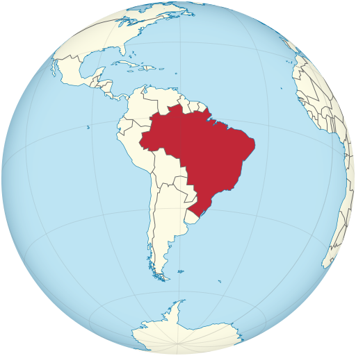 Brazil highlighted on a globe