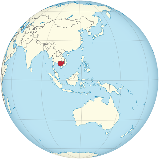 Cambodia on the globe