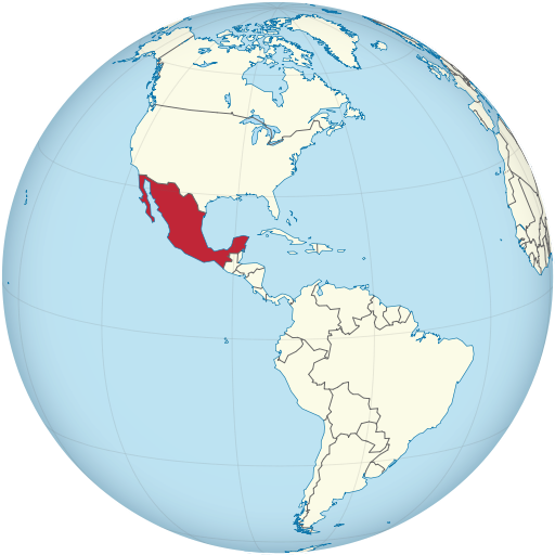 Mexico highlighted on a globe