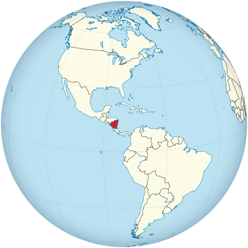 Nicaragua highlighted on globe