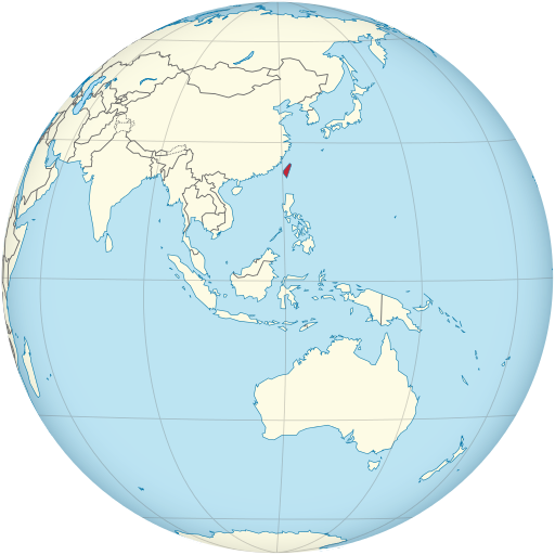 Taiwan highlighted on the globe