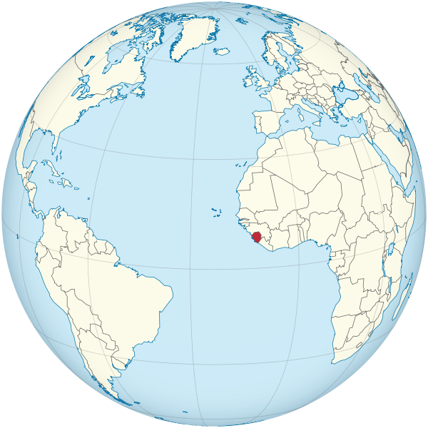 Angola highlighted on a globe, on the southwest coast of Africa