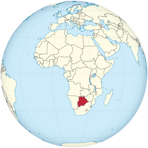Botswana Highlighted on Map