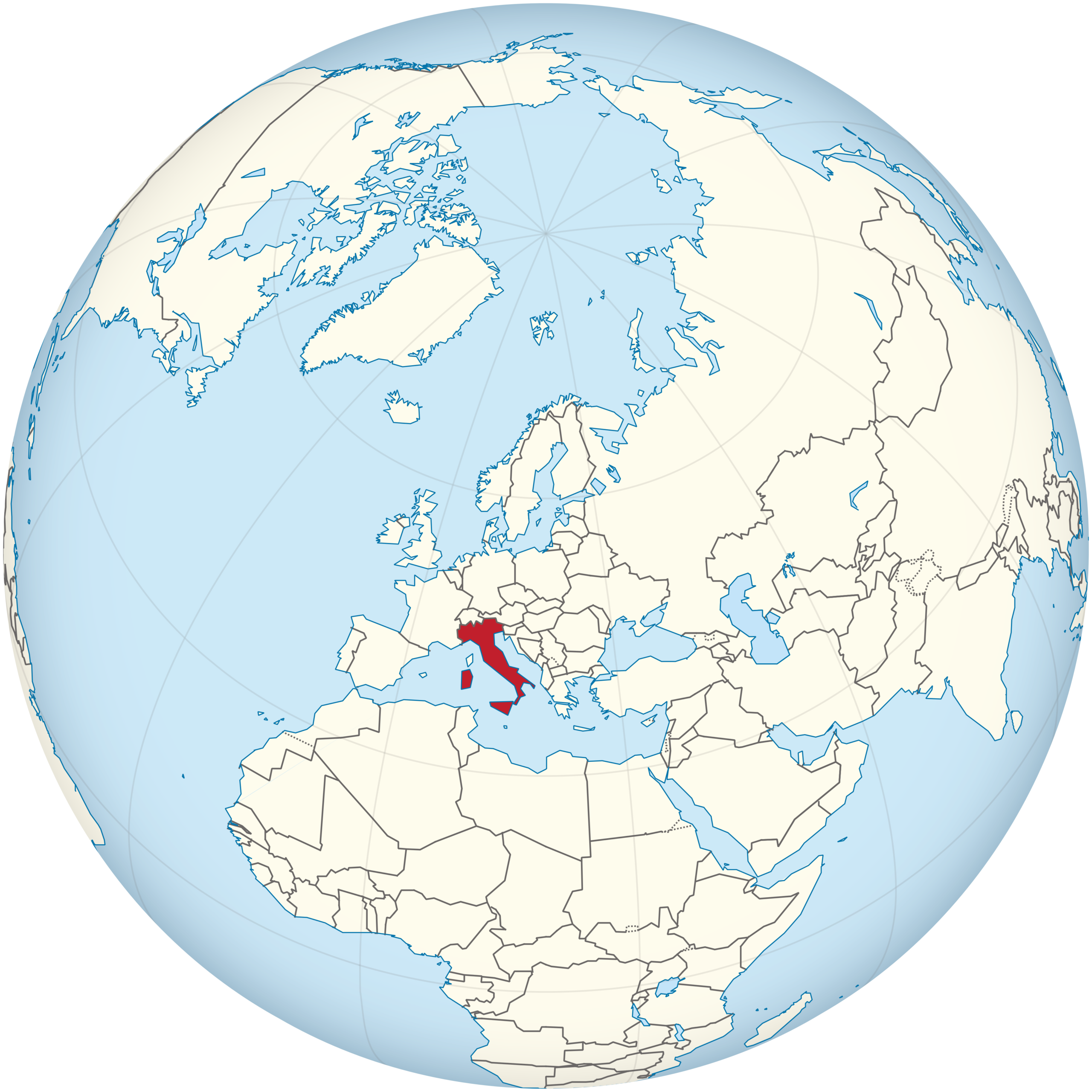 Globe with Italy highlighted