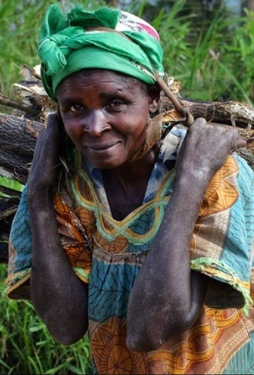 Woman carrying wood in DRC